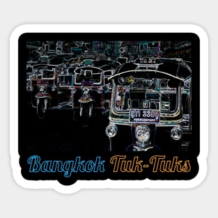 Bangkok Tuk Tuks At Night - Abstract Illustration Sticker